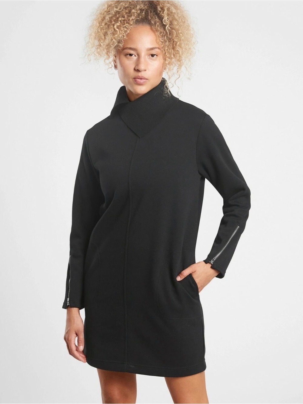Athleta Cozy Karma Vela Dress In Black, size XS